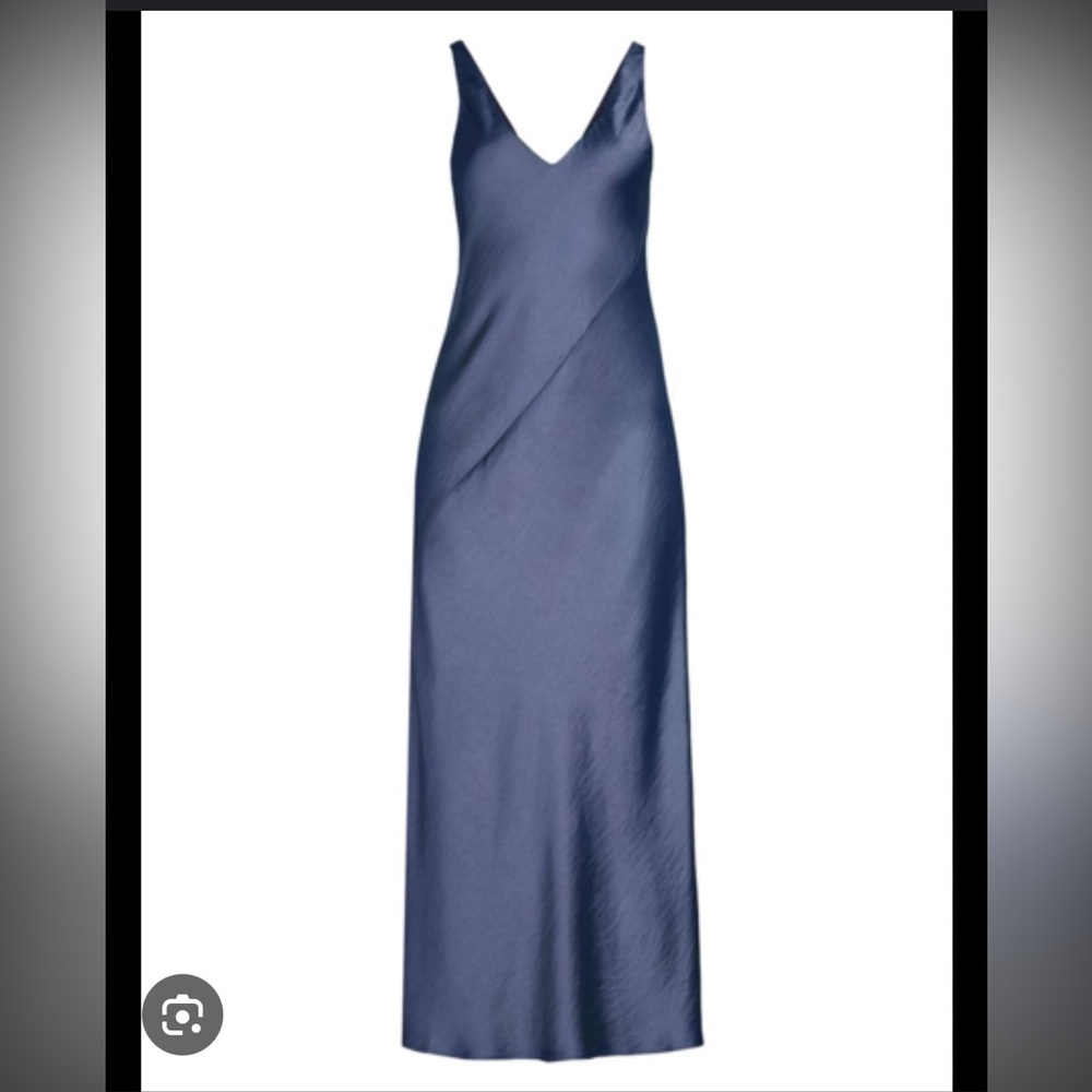 Line & Dot Lou Lou Satin Slip bias maxi Dress in Dark Navy color. Size XS